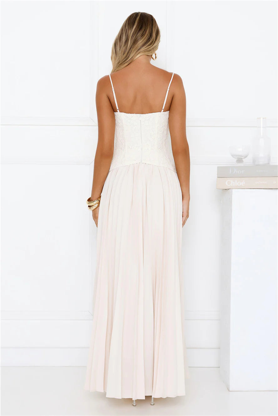 Antique Roses Lace Maxi Dress Cream