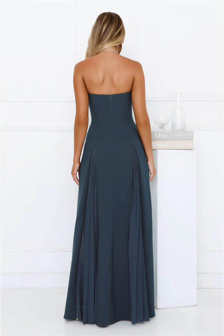 Mademoiselle Strapless Maxi Dress Teal